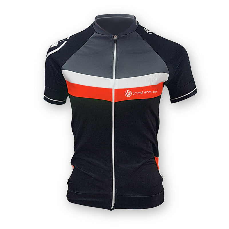 triathlon.de Elite Radtrikot, Damen, schwarz/grau/rot
