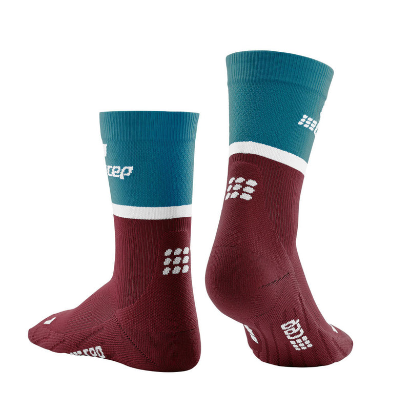 CEP The Run Compression Socks - Mid Cut, Herren, petrol/dark red, petrol/dunkelrot